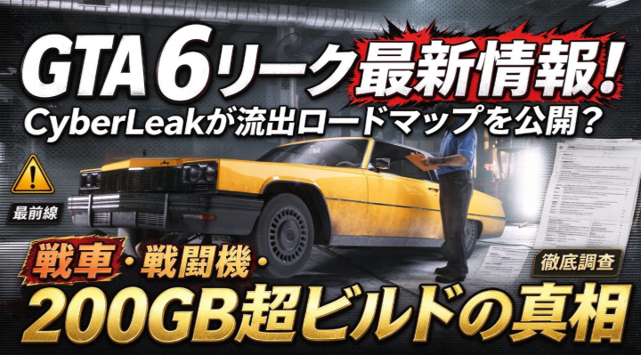 GTA 6リーク最新情報！CyberLeakが流出ロードマップを公開？戦車・戦闘機・200GB超ビルドの真相